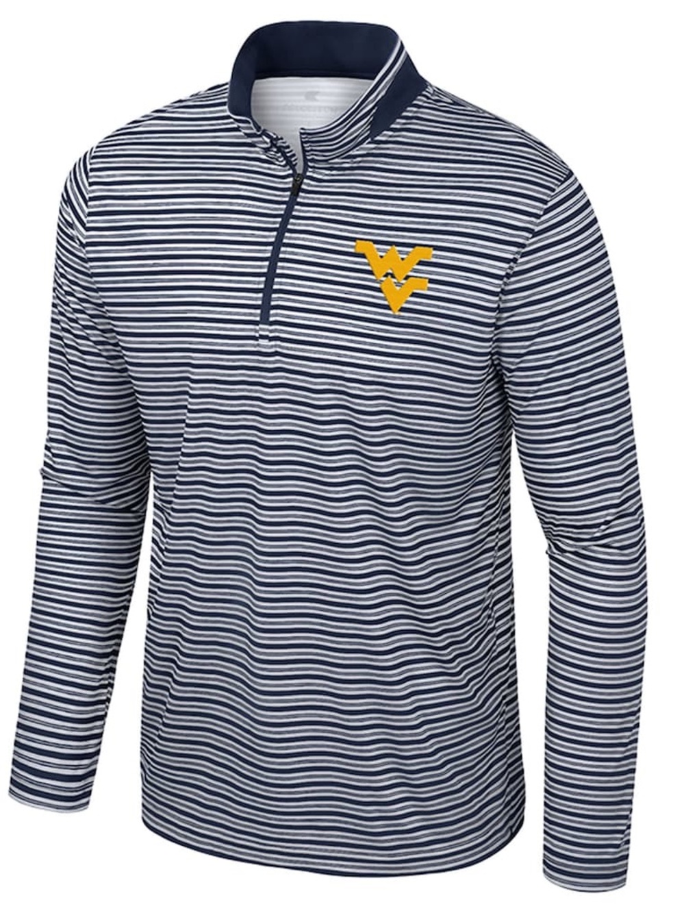 West Virginia Colosseum Navy Mens  Mountaineers Striped Quarter-Zip XL